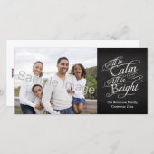 すべてが穏やかで、すべてが明るい黒板クリスマス シーズンカード (正面/裏面)