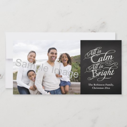 すべてが穏やかで、すべてが明るい黒板クリスマス シーズンカード (正面)