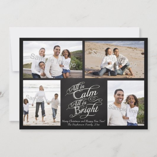 すべてが穏やかで、すべてが明るい黒板クリスマス シーズンカード (正面)