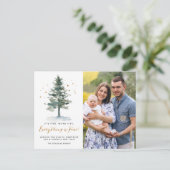 すべてが金ゴールド素晴らしスクリプトシックなクリスマスツリー シーズンポストカード (スタンド正面)