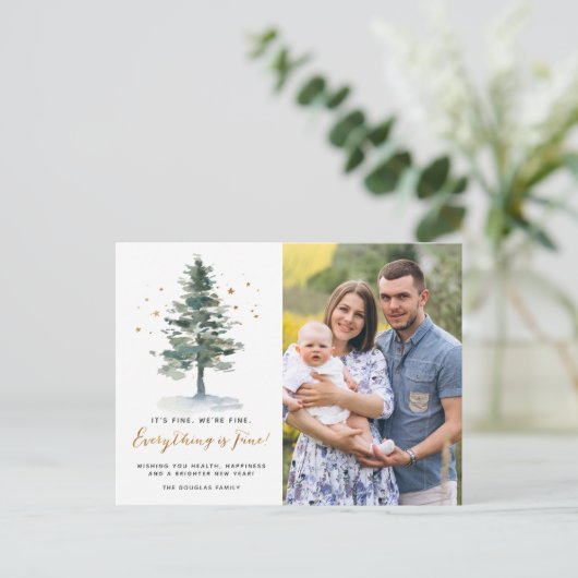 すべてが金ゴールド素晴らしスクリプトシックなクリスマスツリー シーズンポストカード (スタンド正面)