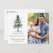 すべてが金ゴールド素晴らしスクリプトシックなクリスマスツリー シーズンポストカード (正面/裏面)