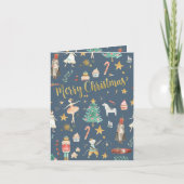 すべてくるみ割り金ゴールドメリークリスマスブルー シーズンカード (正面)