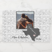 すべてここに始まった，テキサス州，写真ハートカップル スパークリングワインラベル (シングルラベル)