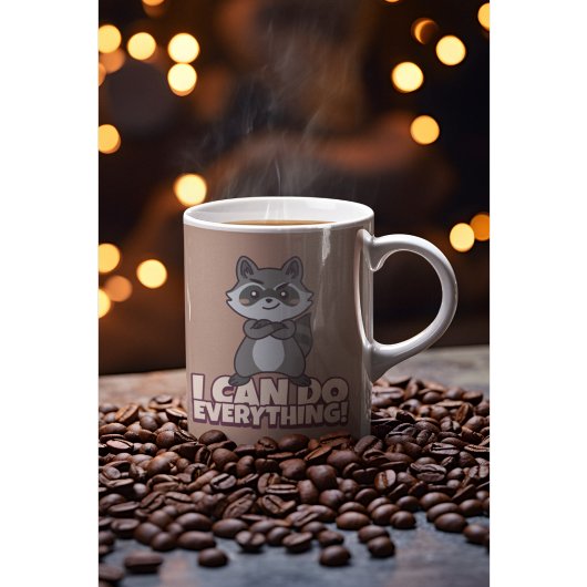 すべてできるよ!自信満々のアライグマのギフト コーヒーマグカップ