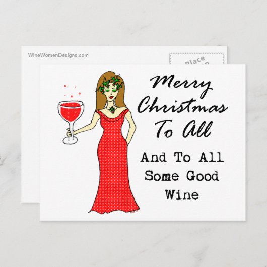 すべてとすべてのよいワインへのメリークリスマス シーズンポストカード (正面/裏面)