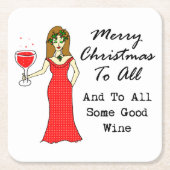 すべてとすべてのよいワインへのメリークリスマス スクエアペーパーコースター (正面)