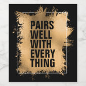 すべてに合う Text ゴールド箔 ブラック ワインラベル (シングルラベル)