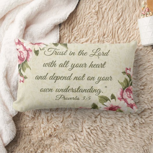 すべてのあなたのハートのピンクのバラを持つ主で信頼して下さい ランバークッション (ブランケット)