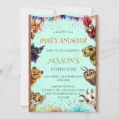 すべてのお洒落パーティー動物の呼び出し誕生日 招待状 (正面)