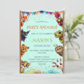 すべてのお洒落パーティー動物の呼び出し誕生日 招待状 (スタンド正面)