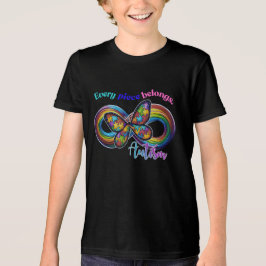 すべてのかけらが輝く - 自閉症バタフライTシャツ トライブレンドＴシャツ