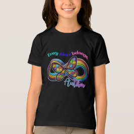 すべてのかけらが輝く – 自閉症バタフライTシャツ トライブレンドＴシャツ