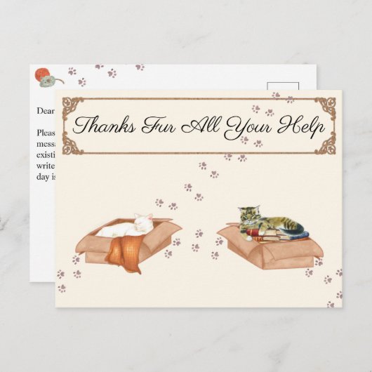 すべてのご助力に感謝！猫と箱、ありがとう ポストカード (正面/裏面)
