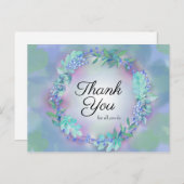 すべてのご尽力に感謝 ブルー パープル フラワーリース ポストカード (正面/裏面)