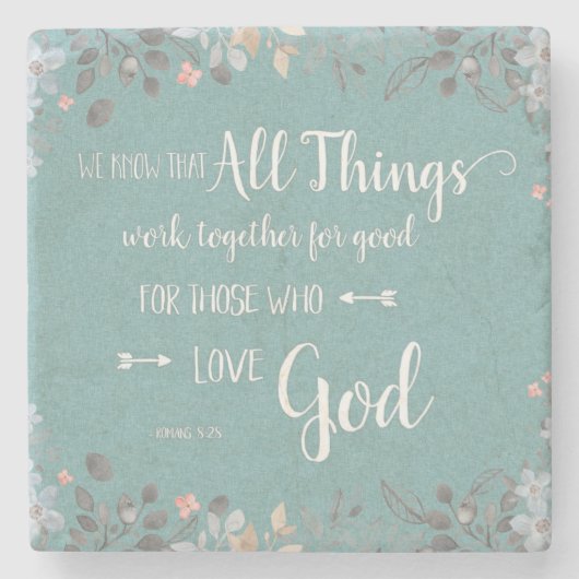 すべてのものが一緒に動作する – Rom 8:28 ストーンコースター (正面)