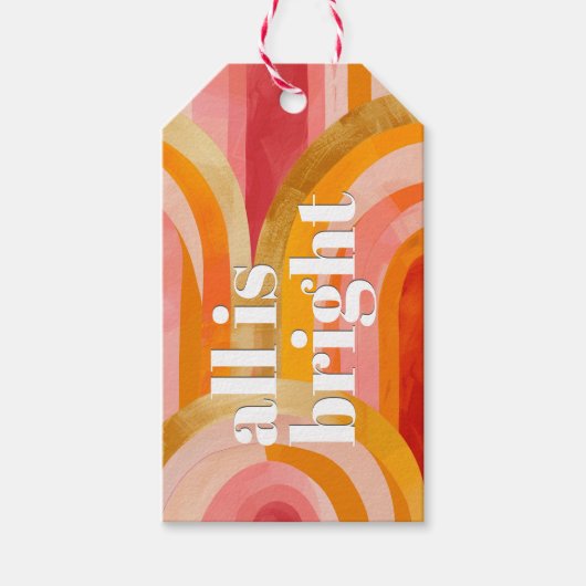 すべてのものが明るくて奇想天外なアーチのクリスマス ギフトタグ (正面)