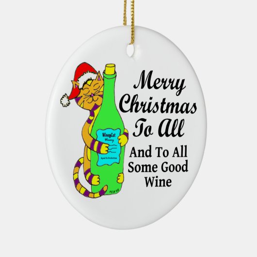 すべてのよいワインへのWiney猫のクリスマス"…および" セラミックオーナメント (右)