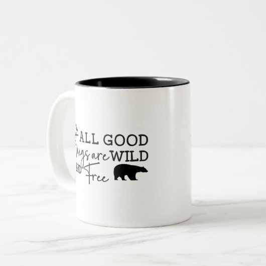 すべてのよい事は野生および自由です ツートーンマグカップ (正面左)