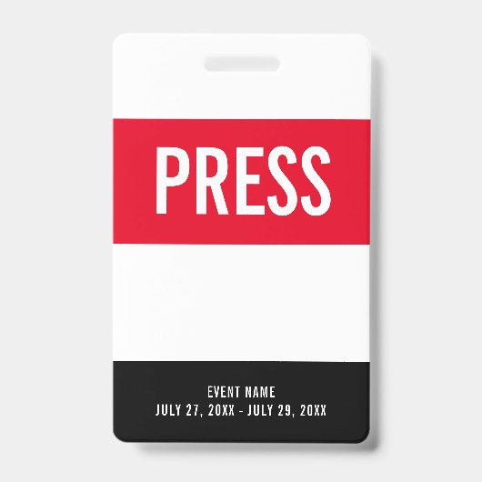 すべてのアクセスパスを押す赤い白い黒のIDバッジ バッジ (正面)