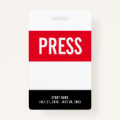 すべてのアクセスパスを押す赤い白い黒のIDバッジ バッジ (正面)