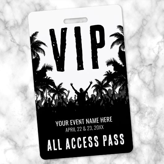 すべてのアクセス白黒イベントVIP バッジ