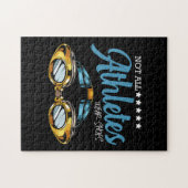 すべてのアスリート衣服シューズおもしろいスイミング泳ぐ人 ジグソーパズル (横)