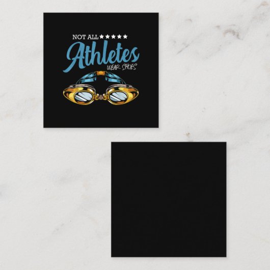 すべてのアスリート衣服シューズおもしろいスイミング泳ぐ人 スクエア名刺 (正面/裏面)
