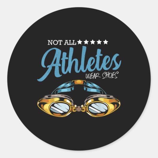 すべてのアスリート衣服シューズおもしろいスイミング泳ぐ人 ラウンドシール (正面)