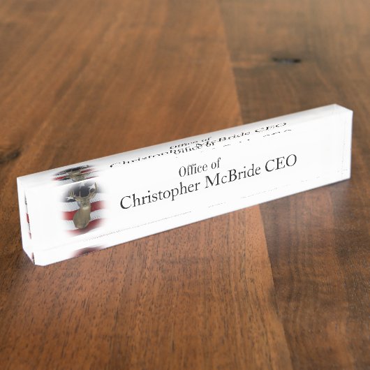 すべてのアメリカのオジロ鹿シカのハンターの机用ネームプレート デスクネームプレート (側面)