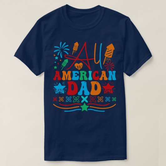 すべてのアメリカのパパ米国国旗のサングラスのマッチング4 Tシャツ (デザイン正面)