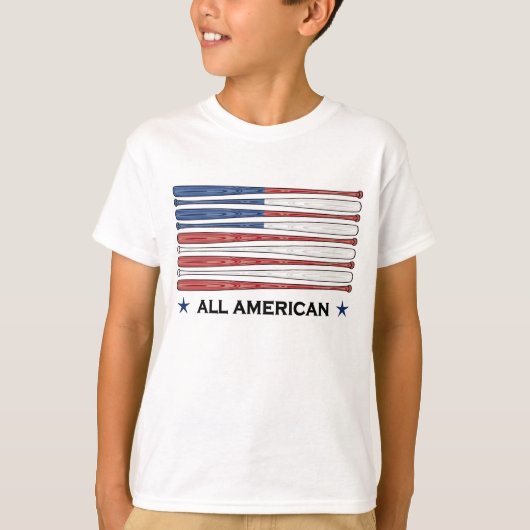 すべてのアメリカの野球の旗のTシャツ Tシャツ (正面)