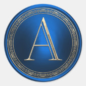 すべてのイニシャル金ゴールドブルーと金ゴールドリングや輪 ラウンドシール (正面)