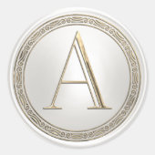 すべてのイニシャル金ゴールドホワイトと金ゴールドリングや輪 ラウンドシール (正面)