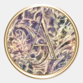 すべてのイニシャル金ゴールドモノグラムのパターン ラウンドシール