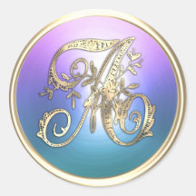 すべてのイニシャル金ゴールドモノグラムイニシャルパープルブルー