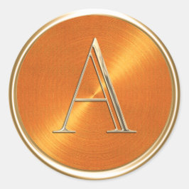 すべてのイニシャル金ゴールドモノグラムオレンジパターン ラウンドシール