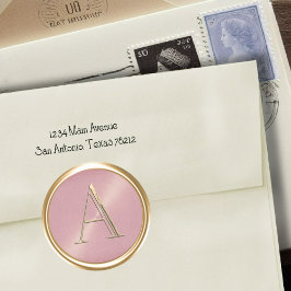 すべてのイニシャル金ゴールドモノグラムオンダスティバラピンク ラウンドシール