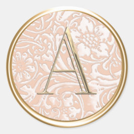 すべてのイニシャル金ゴールドモノグラムオンピーチパターン ラウンドシール