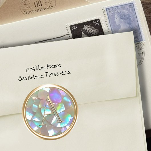 すべてのイニシャル金ゴールドモノグラムオンマザーオブパール ラウンドシール