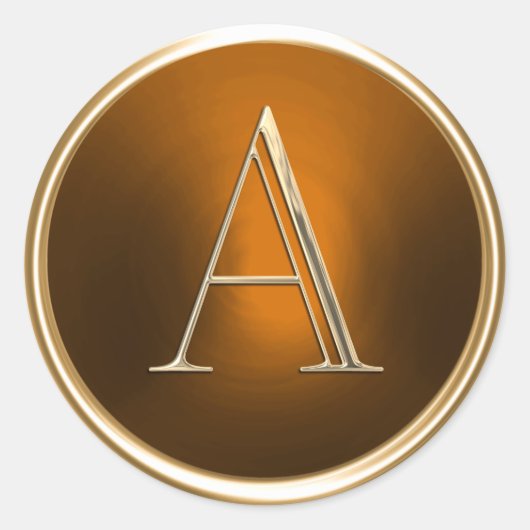 すべてのイニシャル金ゴールドモノグラムオンラスト ラウンドシール (正面)