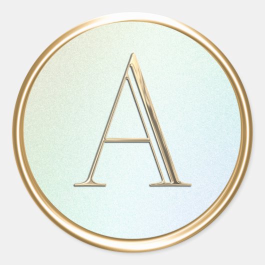 すべてのイニシャル金ゴールドモノグラムオンレインボー ラウンドシール (正面)