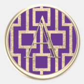 すべてのイニシャル金ゴールドモノグラムモダンデザイン任意の色 ラウンドシール (正面)