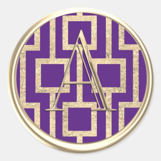 すべてのイニシャル金ゴールドモノグラムモダンデザイン任意の色 ラウンドシール (正面)