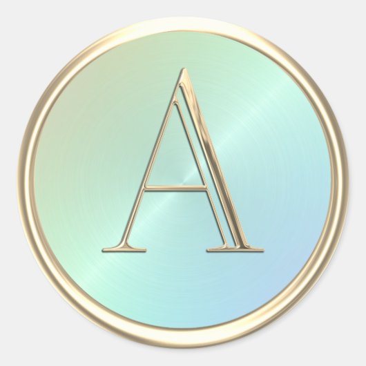 すべてのイニシャル金ゴールドモノグラムレインボインワイルディセント ラウンドシール (正面)