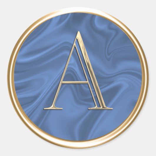 すべてのイニシャル金ゴールドモノグラム任意の色をマルブル ラウンドシール (正面)