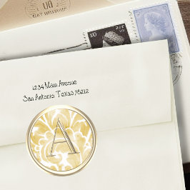 すべてのイニシャル金ゴールドモノグラム金ゴールドプルーム ラウンドシール