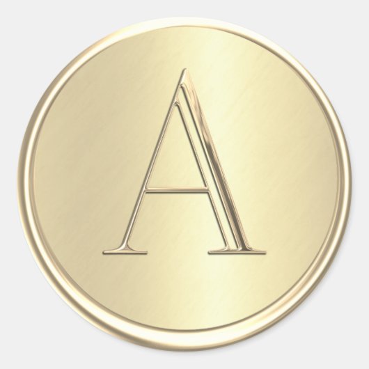 すべてのイニシャル金ゴールドモノグラム ラウンドシール (正面)