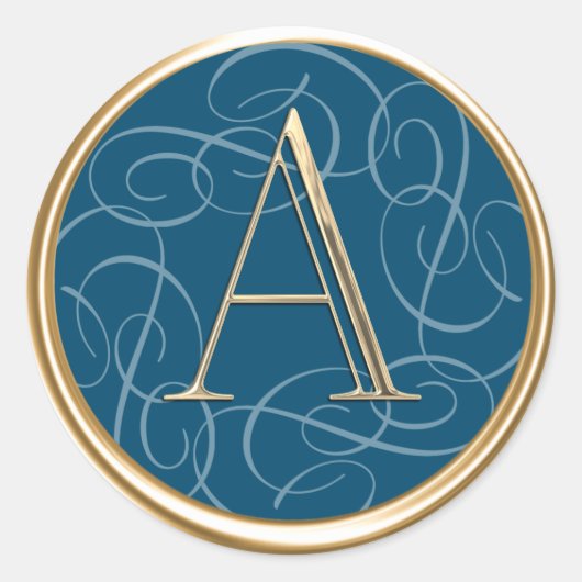 すべてのイニシャル金ゴールド任意の色にモノグラム渦巻き ラウンドシール (正面)