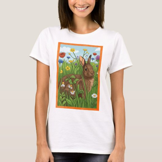 すべてのウサギは花を愛する Tシャツ (正面)